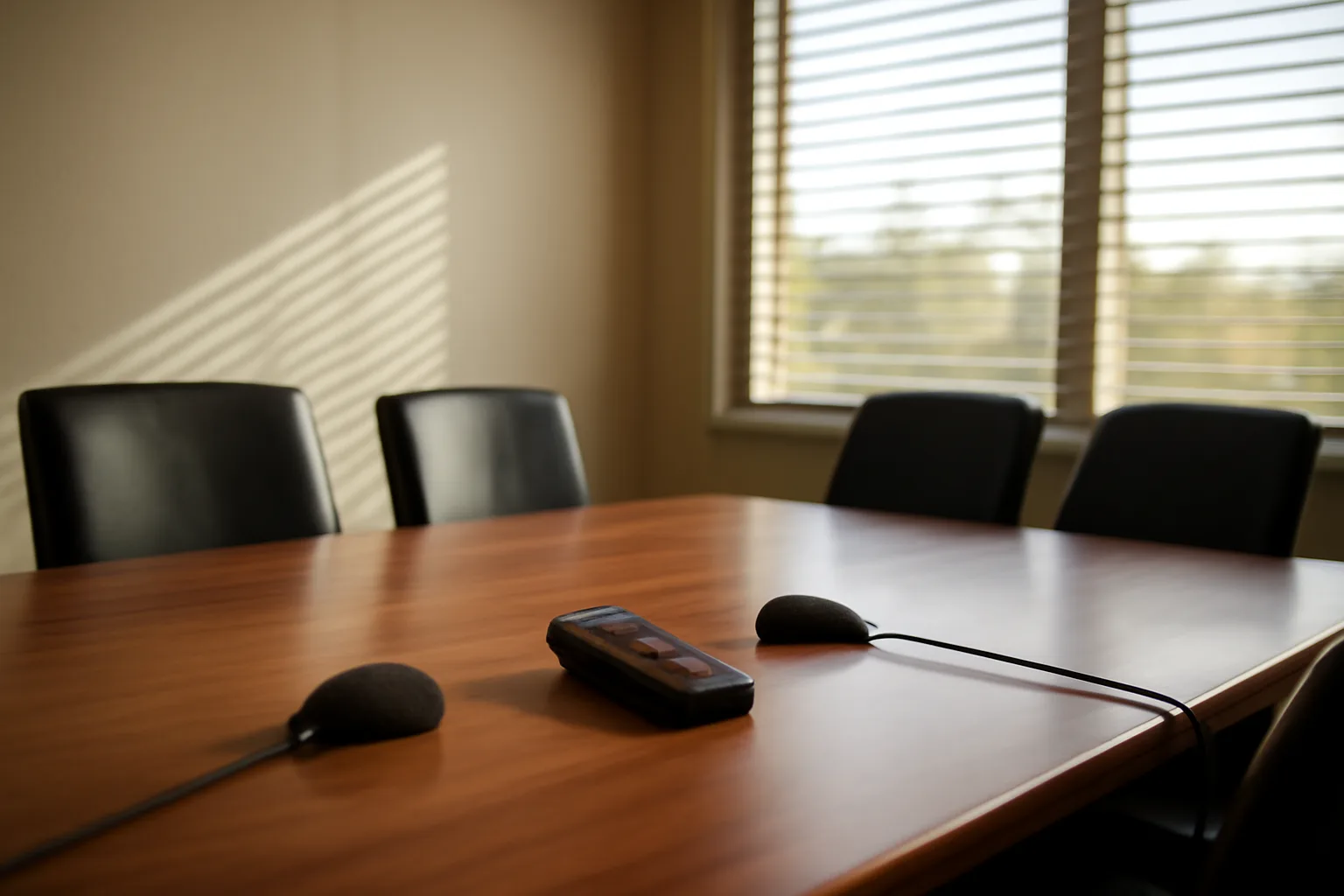 Digital court recording equipment in an Idaho deposition conference room