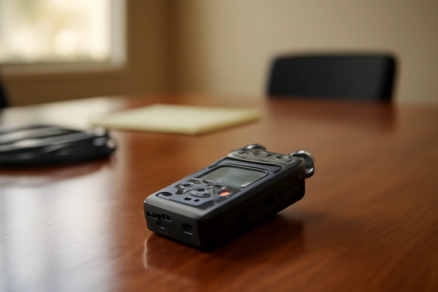 Digital audio recorder on a Florida deposition conference table